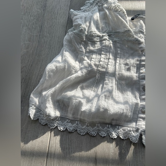Zara Cinched waist top white lace summer - Picture 8 of 10